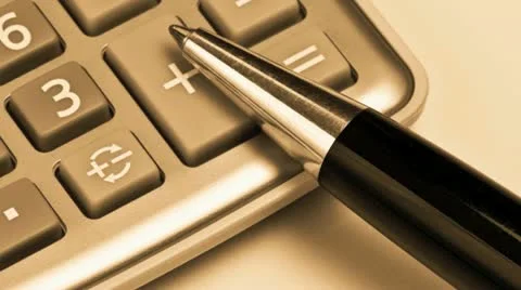 Pen and calculator Stock Footage 21306832
