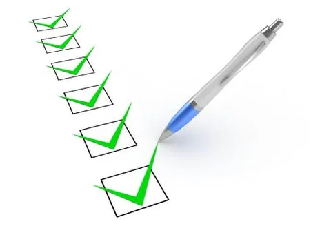 Pen and Checkboxes Stock Illustration