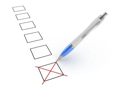Pen and Checkboxes Stock Illustration