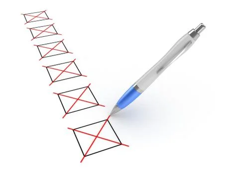 Pen and Checkboxes Stock Illustration