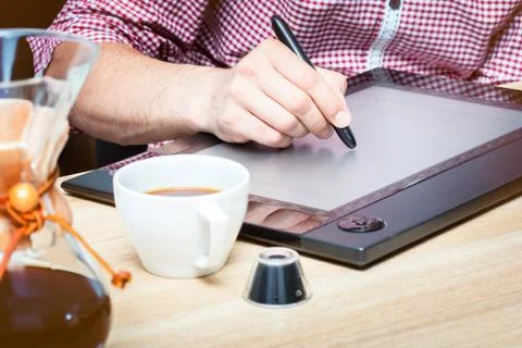 Pen and graphics tablet Foto stock