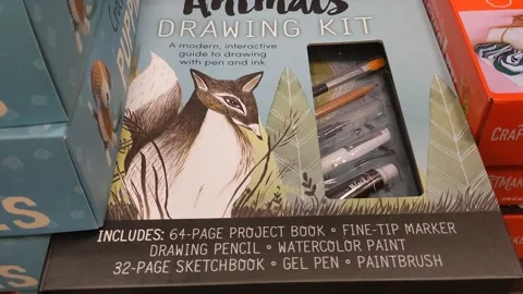 Pen and Ink Animals Drawing Kit | Stock Video | Pond5
