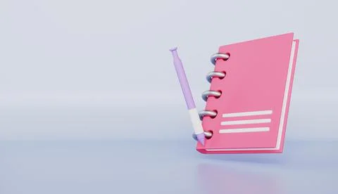 Pen and notebook with bookmark, Back to school, Advertising poster 库存插图