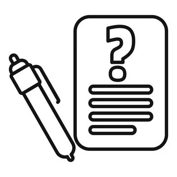 Pen and paper with question mark suggesting filling out form Stock Illustration