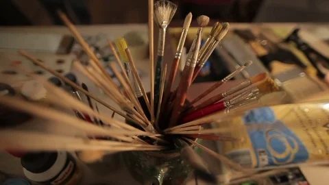 Pen and pencil close up in a bottle Stock Footage 71755209