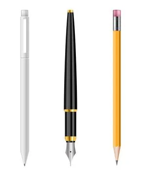Pen and pencil set vector illustration isolated on white background Stock Illustration
