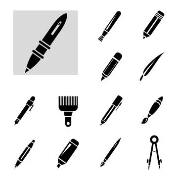 Pen and pencils Stock Illustration