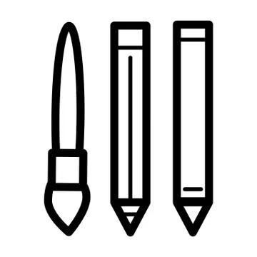 Pen and pencils vector icon. Black and white illustration of set of ballpen Stock Illustration