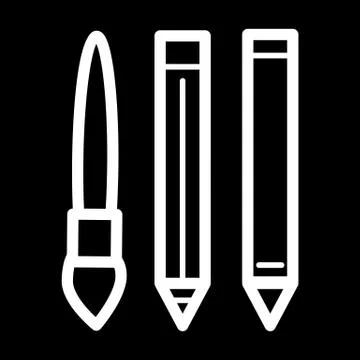 Pen and pencils vector icon. Black and white illustration of set of ballpen Stock Illustration