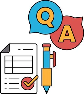 A pen and a piece of paper with a question mark on it Stock Illustration