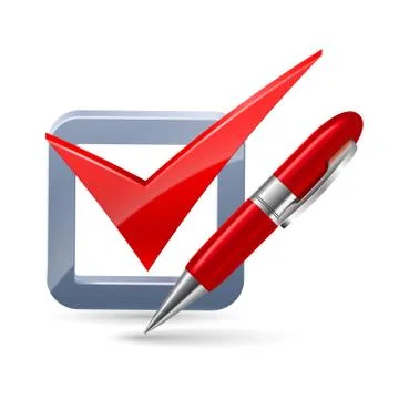 Pen and tick mark Stock Illustration