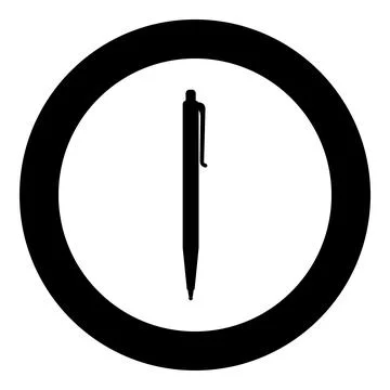 Pen ballpoint icon in circle round black color vector illustration image soli Stock Illustration