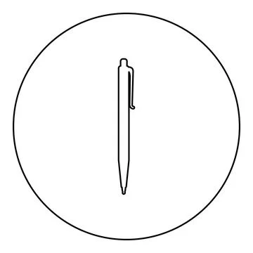 Pen ballpoint icon in circle round black color vector illustration image outl Ilustración de archivo