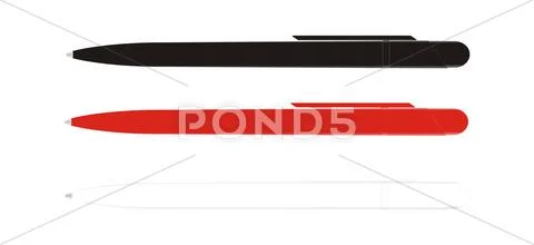 Pen black, red, white . side face. Stock Illustration