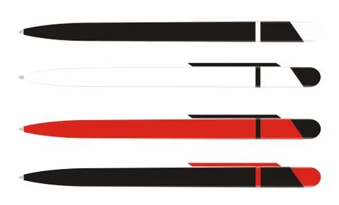 Pen black, red, white . side face. Stock Illustration
