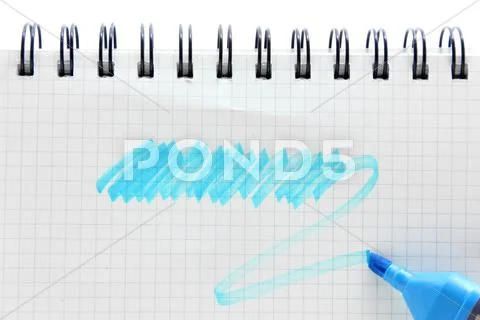 Pen with blank vintage graph paper spiral binding note book, your text can b Stock Photos
