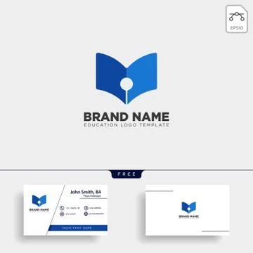 Pen book learning line logo template vector illustration Stock Illustration