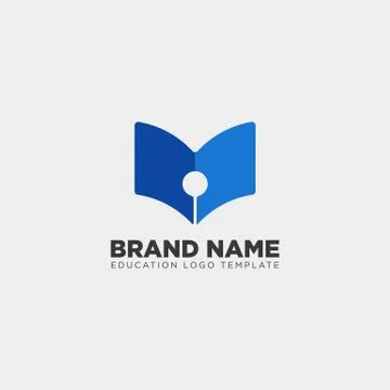 Pen book learning line logo template vector illustration Stock Illustration