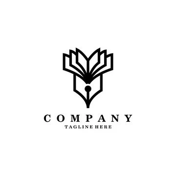 Pen book logo design vector Stock Illustration