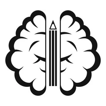 Pen brain idea icon, simple style Stock Illustration