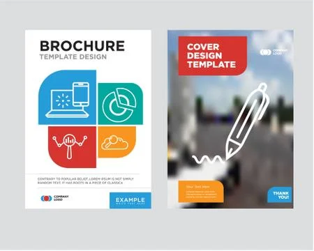Pen brochure flyer design template Stock Illustration
