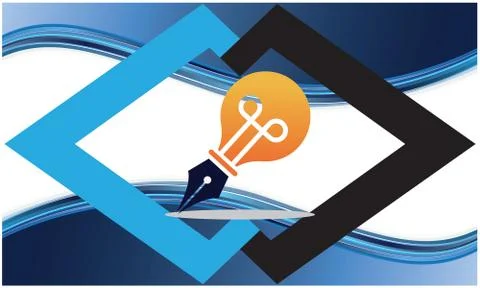 Pen bulb idea on cards Stock Illustration