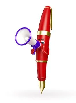 Pen character with loudspeaker Stock Illustration