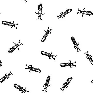 Pen character pencil school vector seamless pattern Stock Illustration