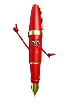 Pen character is pointing Stock Illustration