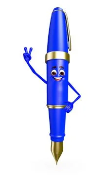 Pen character is victory pose Stock Illustration