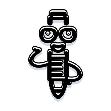 Pen character waving using creative illustration style Stock Illustration