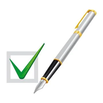 Pen with checked box Stock Illustration