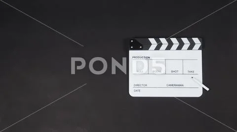 Pen with Clapperboard or clap board or movie slate use in video production ,f Stock-Fotos