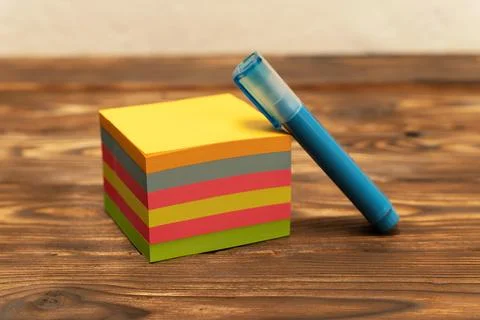 Pen on Colored Paper Foto stock