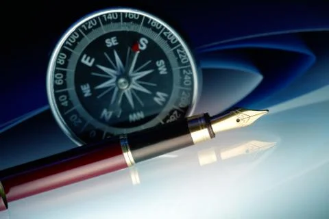 Pen with compass Stock Photos