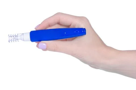 Pen corrector for correction mistake in hand Stock Photos