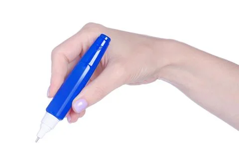 Pen corrector for correction mistake in hand Stockfoto's