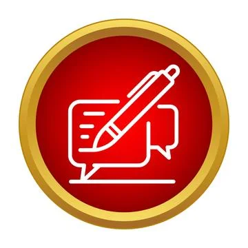 Pen creating notes in speech bubbles concept Stock Illustration