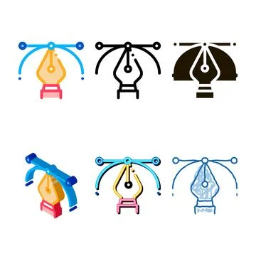 Pen draw curves icon vector clean outline Stock Illustration