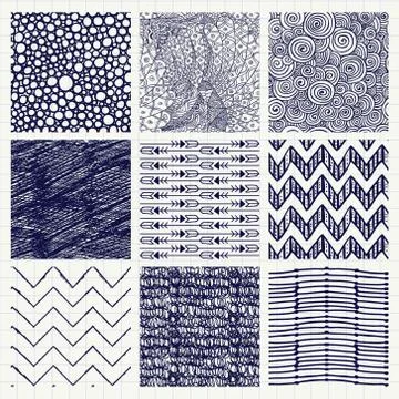 Pen Drawing Seamless Textures Stock Illustration