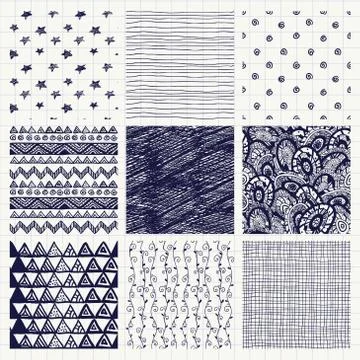 Pen Drawing Seamless Textures Stock Illustration