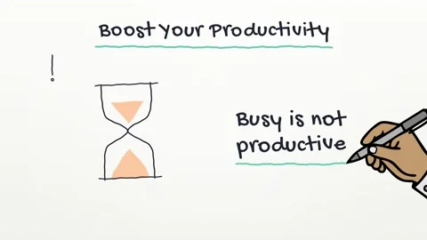 Pen drawn tutorial Boost Your Productivity explaining list prioritize and focus Vídeos de archivo 348699768