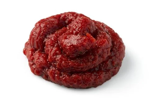 Pen drop of thick tomato paste isolated on white background Stock Photos