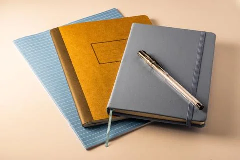 Pen excersise book taking notes Stock Photos