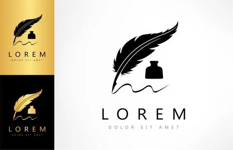 Pen feather logo vector. Logo design vector illustration. Stock Illustration