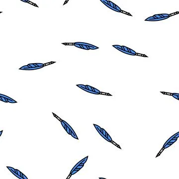 Pen feather soft fluffy vector seamless pattern Illustrazione stock