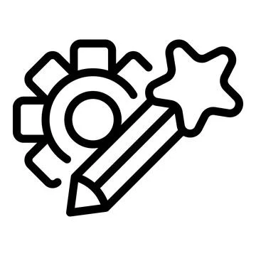 Pen gear icon outline vector. Culture vision Stock Illustration
