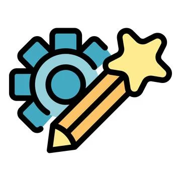 Pen gear icon vector flat Stock Illustration