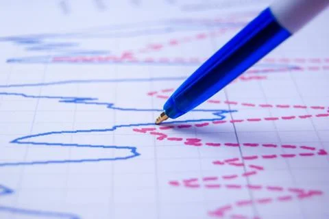 Pen on a graph Stock Photos