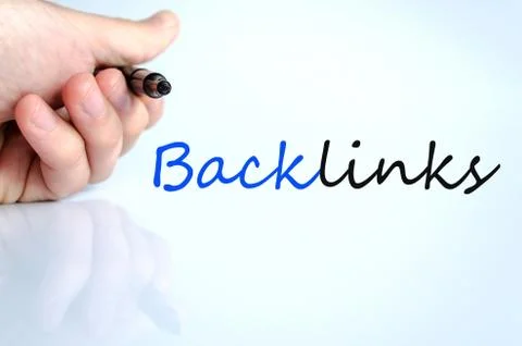 Pen in the hand backlinks concept Stock Photos
